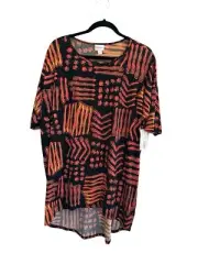 NWT Lularoe Medium Irma Tunic Top Halloween Black Orange Slinky High Low #3353