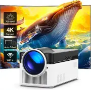 Alwtniet Ultra Short Throw SMART PROJECTOR, WiFi6 1080P 4K Support, Home Theater