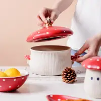在飛比找蝦皮商城精選優惠-現貨卡通韓系紅蘑菇陶瓷餐具 泡麵碗 沙拉碗勺 馬克杯 點心盤