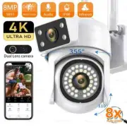 4K 8MP PTZ Wifi Camera Dual Lens Human Detect Tracking CCTV Waterproof Video