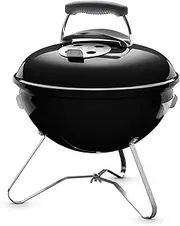 [weber] Smokey Joe Charcoal Grill Barbeque, 37cm | Portable BBQ Grill with Lid Cover & Plated Steel Legs | Compact Freestanding Outdoor Oven & Cooker with Porcelain-Enamelled Bowl - Black (1111004)