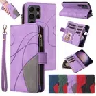 For Samsung S25 S24 Ultra S23 FE S22 S21 S20 Zip Wallet Case Leather Flip Cover