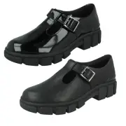 Girls Clarks Evyn Bar Y Chunky Sole T-Bar School Shoes