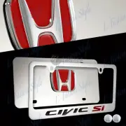 For HONDA CIVIC SI Stainless Steel License Plate Frame 3D + Caps - Front & Back (for: Honda)