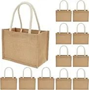 [AwObEpl] 4/6/8/10/12PCS Burlap Tote Bags Mini Burlap Beach Bags with Handles Portable Jute Tote Bag Reusable Burlap Bag for Shopping Trips Beach Tours School Outdoor