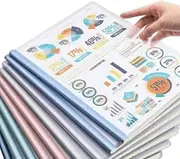 A4 Size File Document Folder Display Presentation Book Report Cover Clear Pockets Pastel Colours Durable Sleeves School Office Business Report Study Paper Storage Organiser (20x Clamp Report Covers)