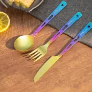 TiTo Pure Titanium Cutlery Colorful Ice Flowers Spoon Fork Table Knife Tableware