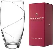 [DIAMANTE] Swarovski Large Barrel Vase 'Silhouette' - Hand Cut Crystal Vase with Swarovski Crystals - 26cm