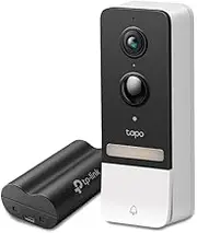TP-Link Tapo Smart Battery Video Doorbell, Home Security System, 2K 5MP, Colour Night Vision, Anti-theft Alarm, Two-Way Audio (Tapo D230S1) + Tapo Battery Pack, 6700mAh, 5h Charging Time (Tapo A100)