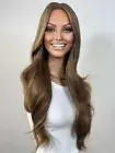 Ash Brown Warm Undertones Layered Soft Waves Human Hair Blend Wig | Full Stretch