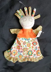 MAISON CHIC Jenna 3 In 1 Crazy Doll Cloth Rattle Lovey Orange Floral 2013 NWT