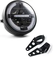 Motorcycle Front Headlight 7 Inch Universal LED Headlight with Daytime Running Light Indicator for Cafe Racer Bobber Chopper