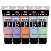 5pc Jasart Byron 75ml Acrylic Paint Tube Set Medium-Bodied Art Painting Pastel