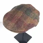 THE LONDON CAP-Thick Harris Tweed -Multi-Color Tan-woven plaid -Flat Cap-Wool