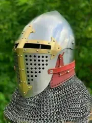 Steel Medieval Roa Bascinet Helmet Bascinet Hounskell Chainmail Knight Helmet