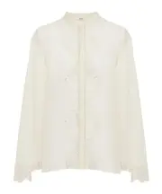 Chloé Lace-Trim Fluid Blouse FR38 White
