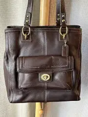 Brown/Mahogany Penelope Coach Leather Tote-New with Tags