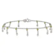 925 Sterling Silver Peridot Beads Anklet Bracelet