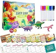 Peeokuo Montessori Busy Book for Toddlers 3-5, Preschool Learning Activities Book, Newest Dinosaur Themes Busy Book for Kids Toys Ages 3-5, Kindergarten Preschool Workbook for Kids Boys Girls