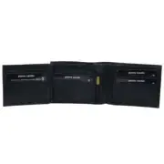 Pierre Cardin Italian Genuine Leather Mens Two Tone Bi Fold Wallet- Black/Midnig