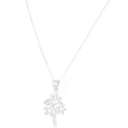 New Silver Cubic Zirconia Tree Of Life Pendant & 18Inch Necklace 455mm(18") S...