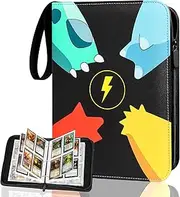 Trading Card Binder with 50 Sleeves 4 Pocket Carrying Case 400 Pocket Card Holder for Yugioh MTG TCG Cards Folder Carry Cover Collector Book Collection Card Protective Cover Put Up to 400 Cards