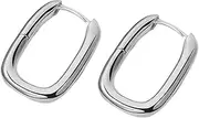 [BABESA] Earring Hoop,Nose Lip Rings,Stud Earrings,Jewellery for Women, Ladies Fashion Earrings Oval Circle Textured Earrings for Women for Families Friends (Color : Silver, Size : One Size)