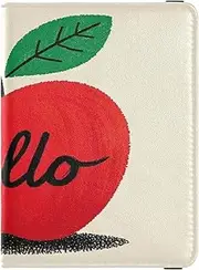 [Amooorous] Hello Cartoon Cute Red Personalized Leather decorative family passport holder Travel Documents Organizer Protector Passport Holder Combo with Vaccine Card Slot Ultra Slim, Hello Cartoon cute red