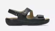 WOLKY Women's LIANA XW Wide Fit Hook & Loop Strap Sandal, Black Leather, Size 41