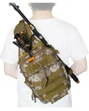 Fishing Tackle Shoulder Backpack Bag Water-Resistant w/Rod Holder Brand New Camo