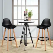 Costway2Pcs PU Leather Bar Stools with Round Metal Footrest-Black