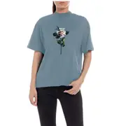 Replay Womens Graphic Tee Crewneck T-Shirt w/ Print Green