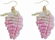 [RYEPOLNIX] Handmade Earrings Beaded Knitting Cubic Pink Strawberry Ear Hooks Holiday Summer Beach Sweet Cute Cool Girls Party Earrings/615