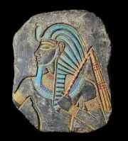 King Tutankhamun Wall Relief made in Egypt from Stone Rare Antique Wall Hanging