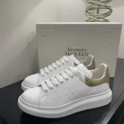 Alexander Mcqueen Croc-Embossed Leather Platform Sneakers White/ Gold 42