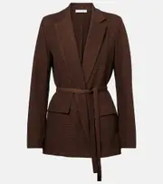 [Max Mara] Max Mara Uberta cotton-blend jacquard jersey blazer UK 10 brown