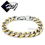 7.5-11"MEN Stainless Steel 11x5mm Silver/Gold Plated Cuban Curb Chain Bracelet