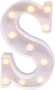 Haobase LED Letter Lights 26 Alphabet Light Up Marquee Number Letters Sign for Wedding Birthday Party Battery Powered Home Bar Decoration (S)