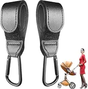 2 Pcs Buggy Clips, Pram Bag Clips, Black Pram Hooks for Bags, Universal Stroller Hook for Pushchair, Mommy Diaper Bag, Backpack, Shopping, Grocery, Outdoor Use, Baby Travel Accessories