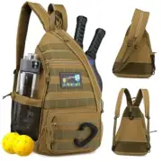 Pickleball Bag, Tactical Pickleball Backpack for Women Men, Adjustable Brown