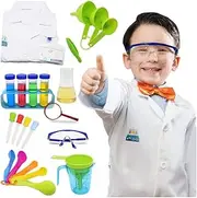 Why2Wise Kids Science Experiment Kit with Lab Coat Scientist Costume Dress Up and Role Play Science Experiments for Kids STEM Educational Learning Science Toys