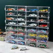1/64 Scale Matchbox Wheels Toy Car Display Case Holds 32 Toy Cars Storage Organizer, Clear Display Box with Clear Snap-On Dust Cover 6.5 X 7.5 X 1.6 Inches 4 Pack