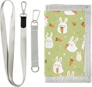 [Yoogain] Green Cute Rabbits Cartoon wallet for men bifold for woman unique mens travel wallet with lanyard, green cute rabbits cartoon, 1 size, Fashion