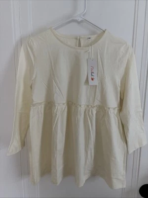 NEW Cotton-Spandex M 3/4 Sleeve Ivory/Cream/Off-White Shirt Petal Lush
