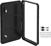 RV Access Door, 380x675mm RV Baggage Door with Double Lock and Key, 180 Degree Wide Opening Angle, Weatherproof Design, Deck Access Hatch for RV, Camper, Trailer, Yacht (Black)