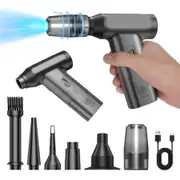 Dual Air Duct Jet Turbo Strong Fan With LED Lighting Dust Elimination 110000RPM Household Cleaning Dust Collector For Home Computer Car