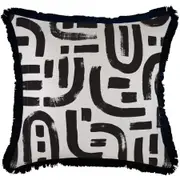 Cushion Cover-Coastal Fringe Black-Abstract Black-60cm x 60cm