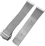 [KAVJU] Solid Titanium Alloy 19mm 20mm Watchband for Omega 007 Seamaster Diver 300 Watch Strap Woven Metal Bracelets