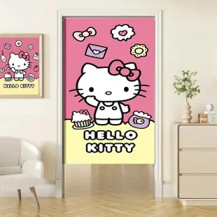 【巴芙洛】日本三麗鷗一片式魔術貼長門簾85x180cm-hellokitty-04C(hello kitty/美樂蒂/布丁狗門簾)