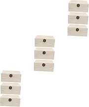 LIFKOME 3sets Diy Wooden Box Storage Case Lock Unfinished Wood Craft Supplies for Home Office 3pcs*3
